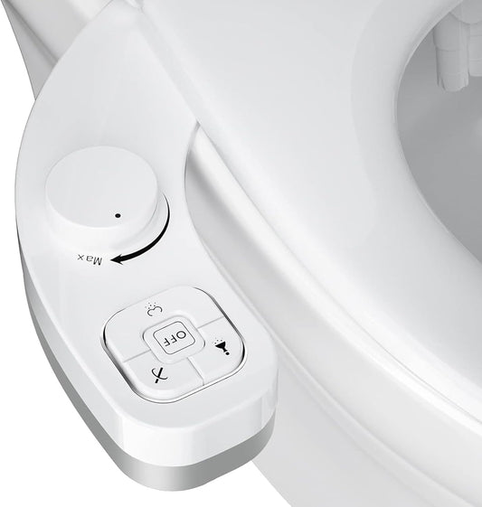 Non-Electric Bidet - Self Cleaning Dual Nozzle (Frontal and Rear Wash) Fresh Water Bidet Toilet Seat Attachment with Independent Adjustable Water Pressure (Left Hand Control)